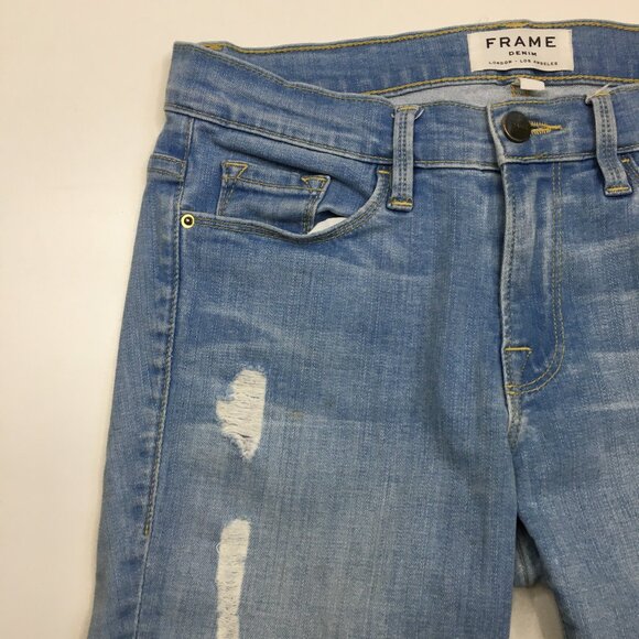 FRAME Denim 5 Pocket Echo Park Wash Le Skinny De Jeanne Distressed Jeans - Picture 6 of 12